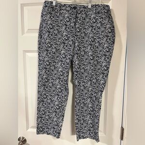 Talbots navy print crop pant size 14